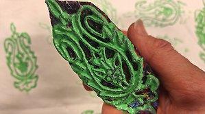 stämpel för textiltryck med grön färg