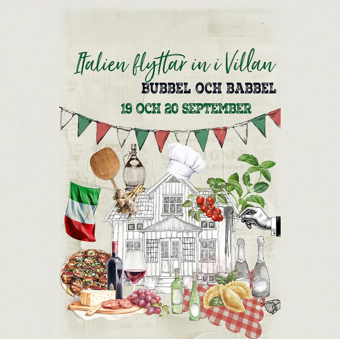 italiensk mat och flaggor