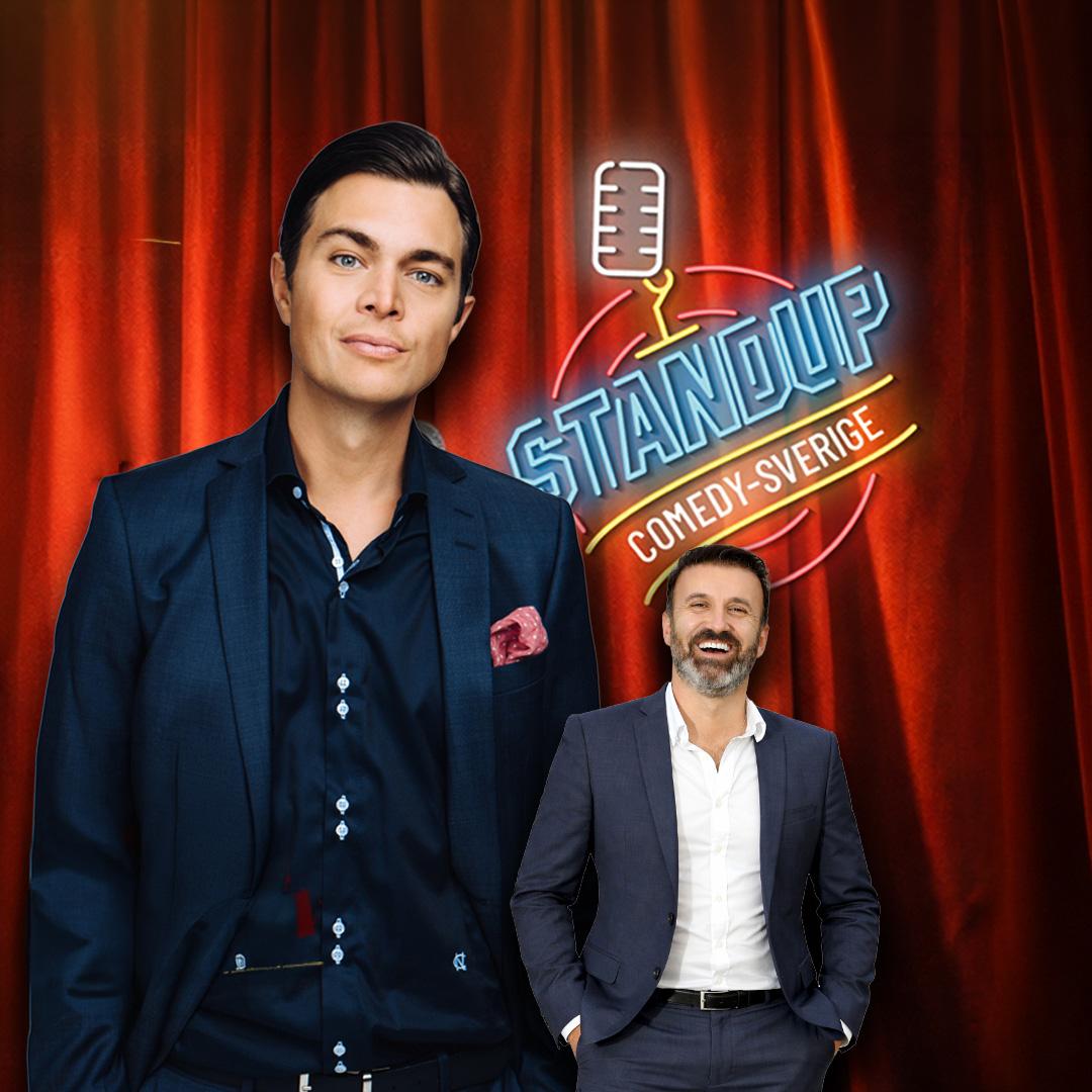 två män i blåa kostymer