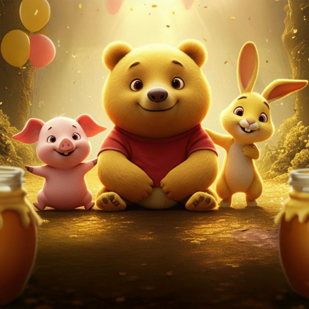 gul björn i röd tröja animerad bild